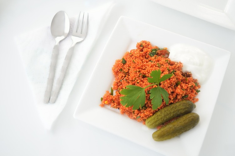 Quinoa Recipe - Red Quinoa with Corn and Pickles